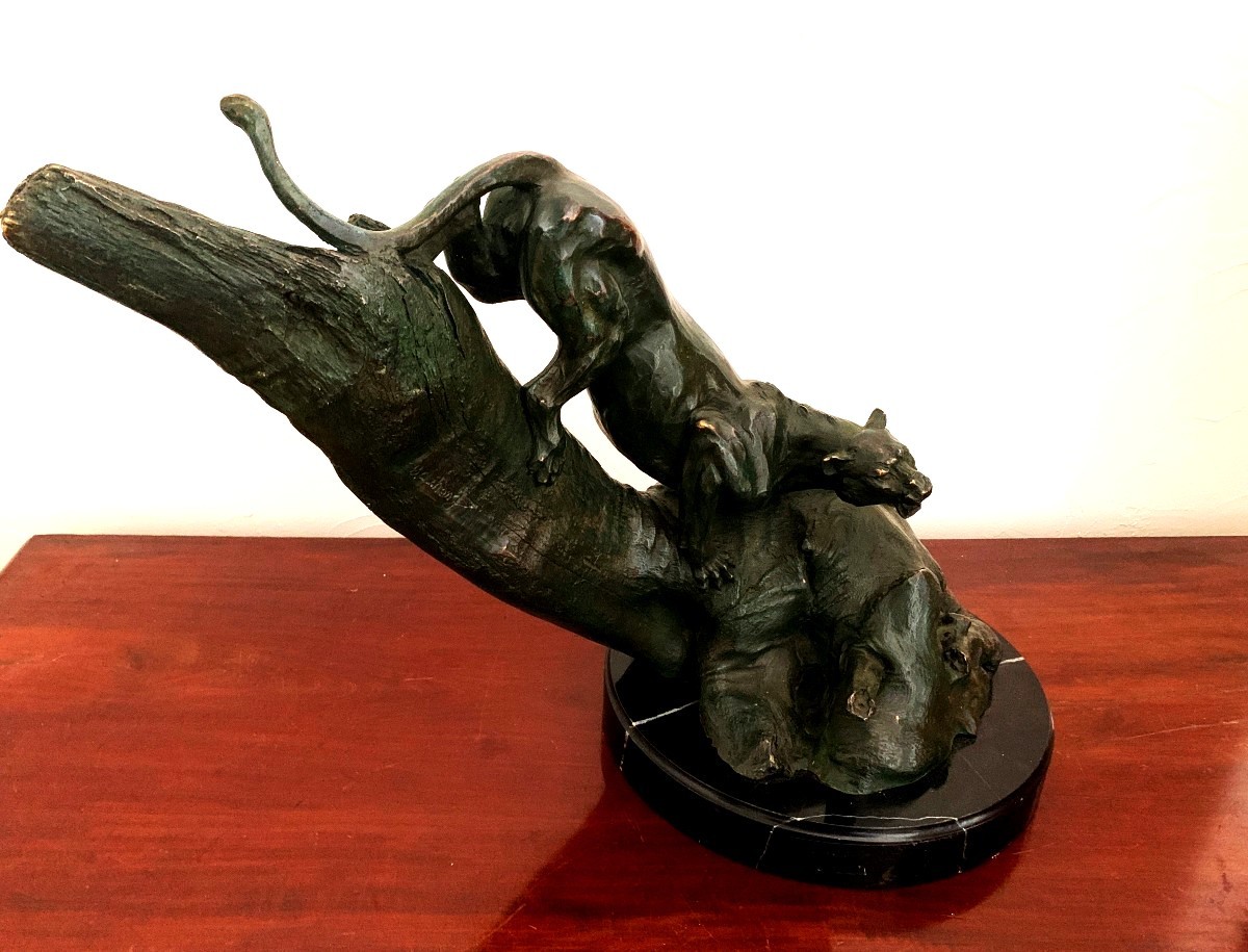 Sculpture en bronze de BC Zheng panthère-photo-1