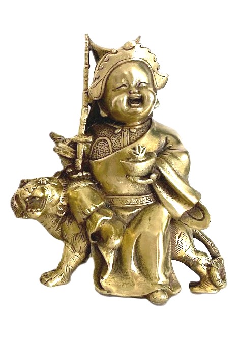 Three Laughing Buddhas In Polished Bronze-photo-2