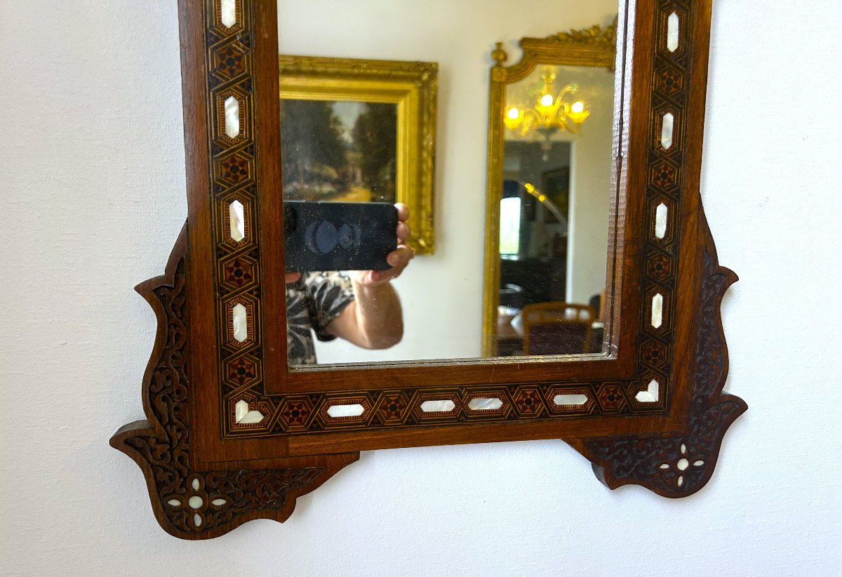 Orientalist Mirror Carved And Inlaid With Mother-of-pearl-photo-3