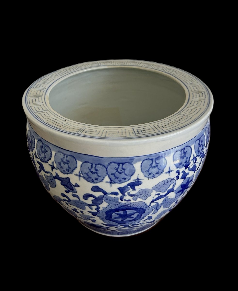 Jardinière cache pot en forme de bocal à poissons porcelaine Chine-photo-2