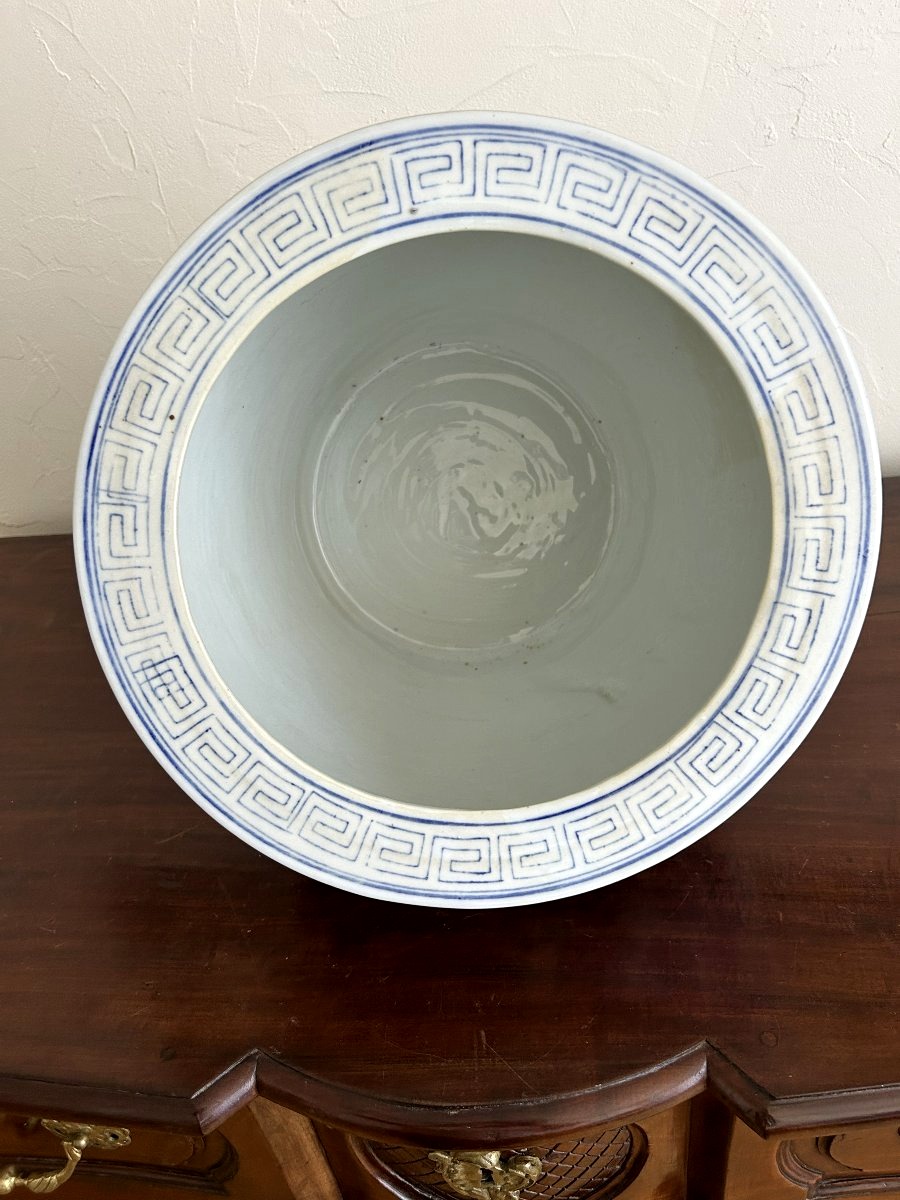 Jardinière cache pot en forme de bocal à poissons porcelaine Chine-photo-3