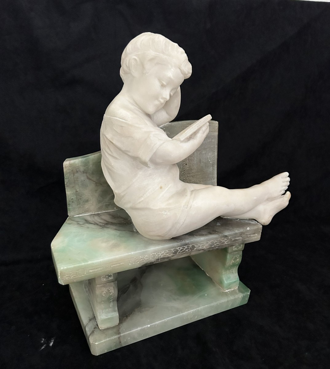 Sculpture en albâtre et onyx d'Algérie de Emilio Fiaschi-photo-3