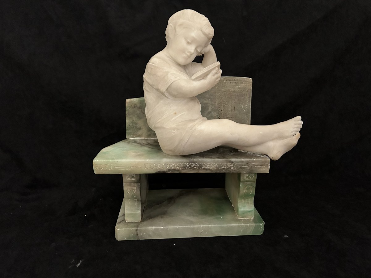 Sculpture en albâtre et onyx d'Algérie de Emilio Fiaschi-photo-4