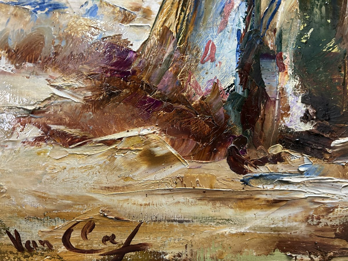 Tableau huile sur toile " nomades " de Robert Van Cleef-photo-3