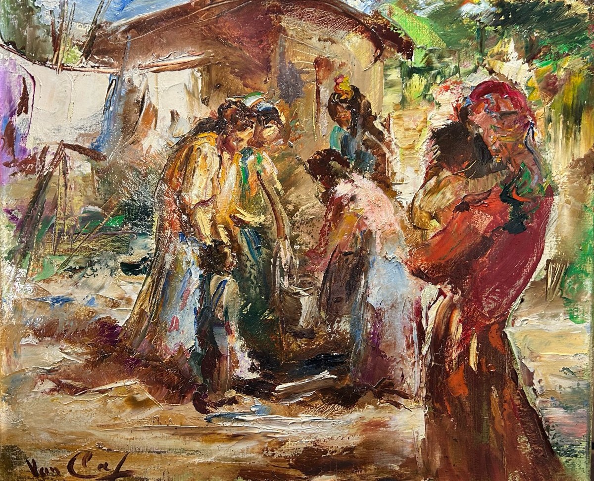 Tableau huile sur toile " nomades " de Robert Van Cleef-photo-4