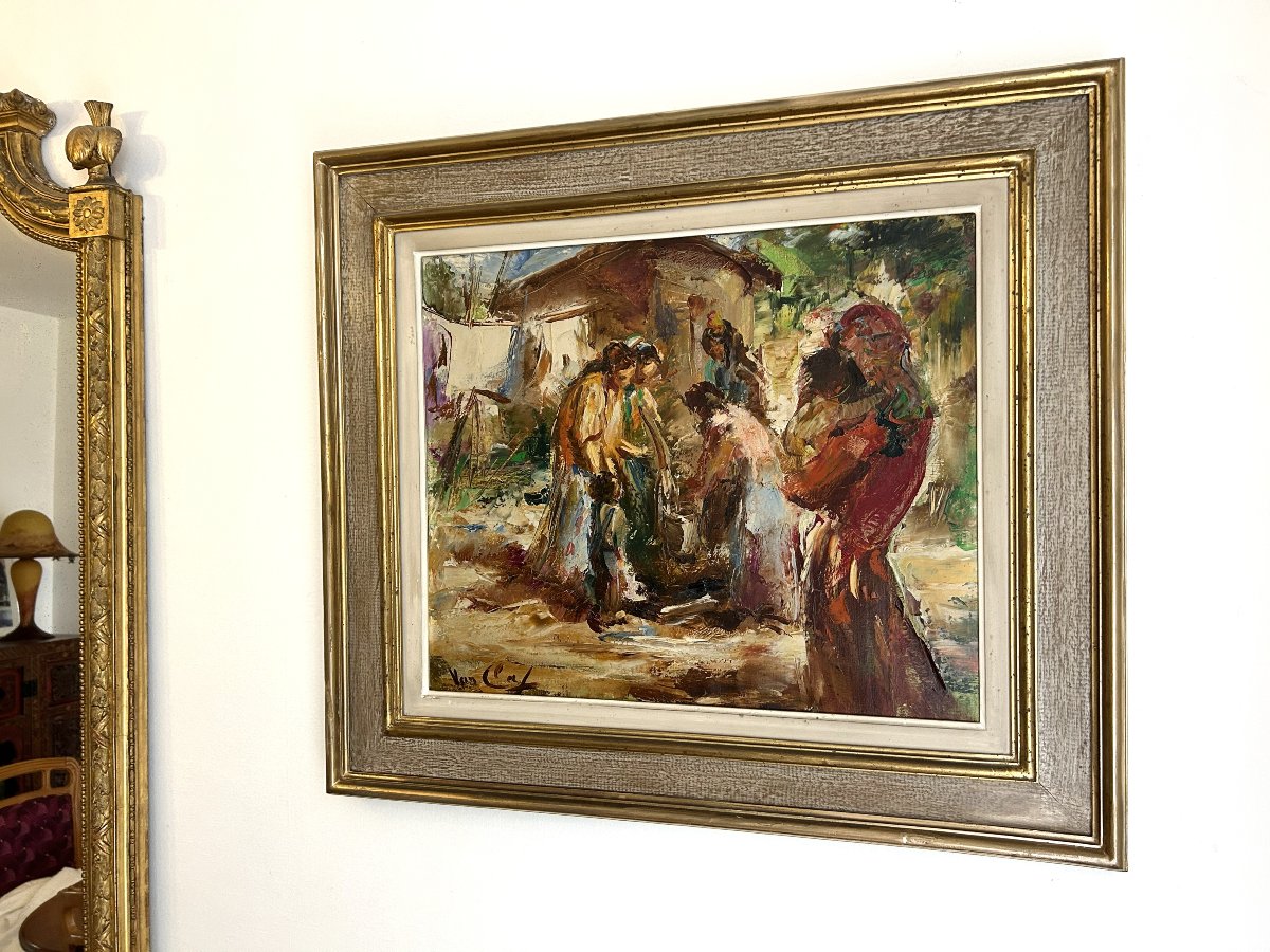 Tableau huile sur toile " nomades " de Robert Van Cleef-photo-4