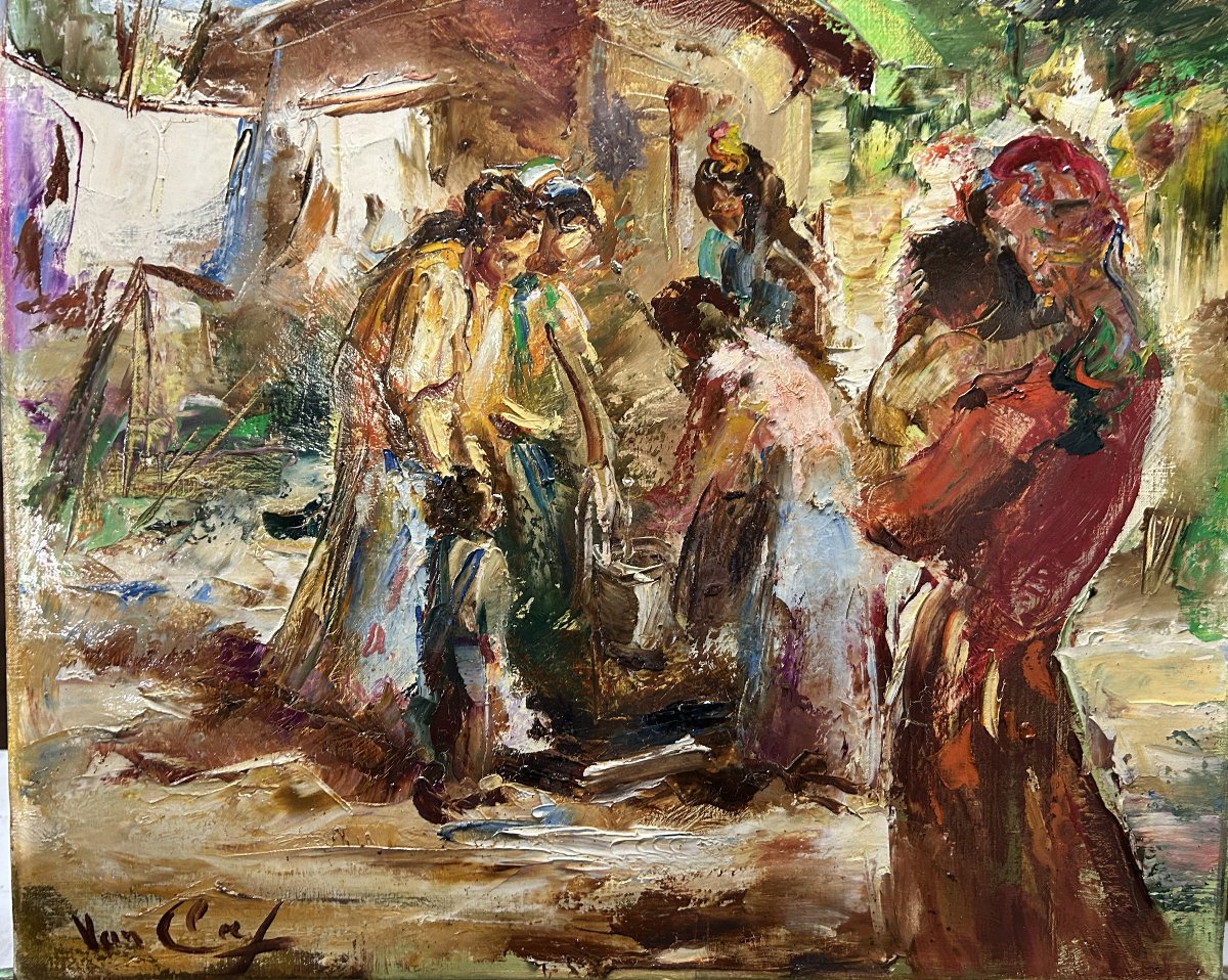 Tableau huile sur toile " nomades " de Robert Van Cleef