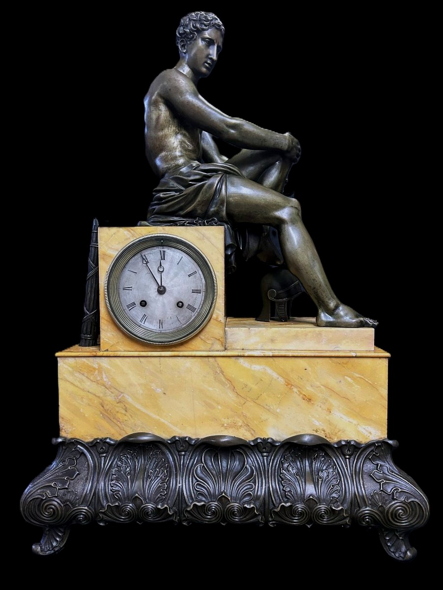 Monumental "apollo" Clock, Bronze And Marble, From The Restoration Period