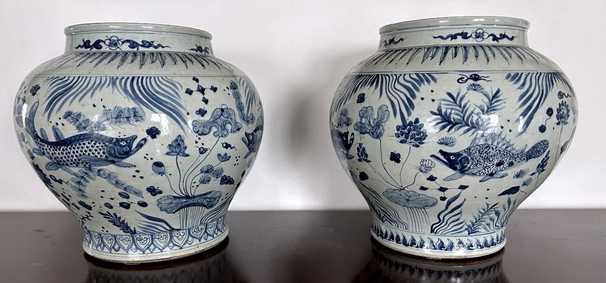 Pair Of Far Eastern Porcelain Vases Or Jars