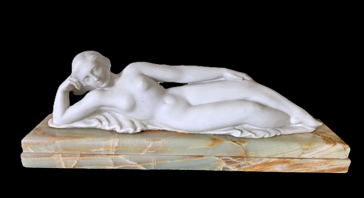 H. Baron sculpture en marbre et onyx d'Algérie époque Art Déco-photo-3