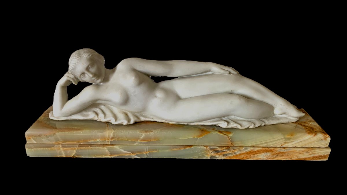 H. Baron sculpture en marbre et onyx d'Algérie époque Art Déco