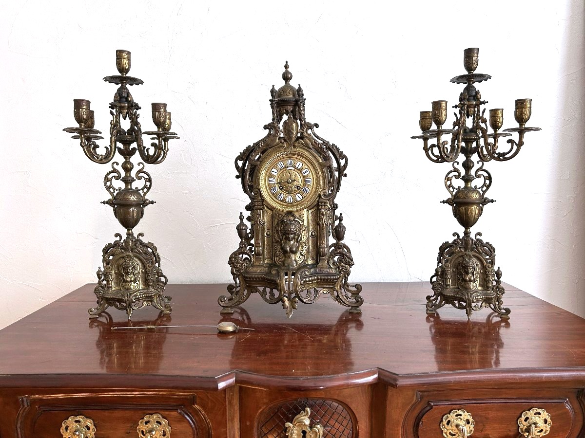 19th-century Bronze Fireplace Trim