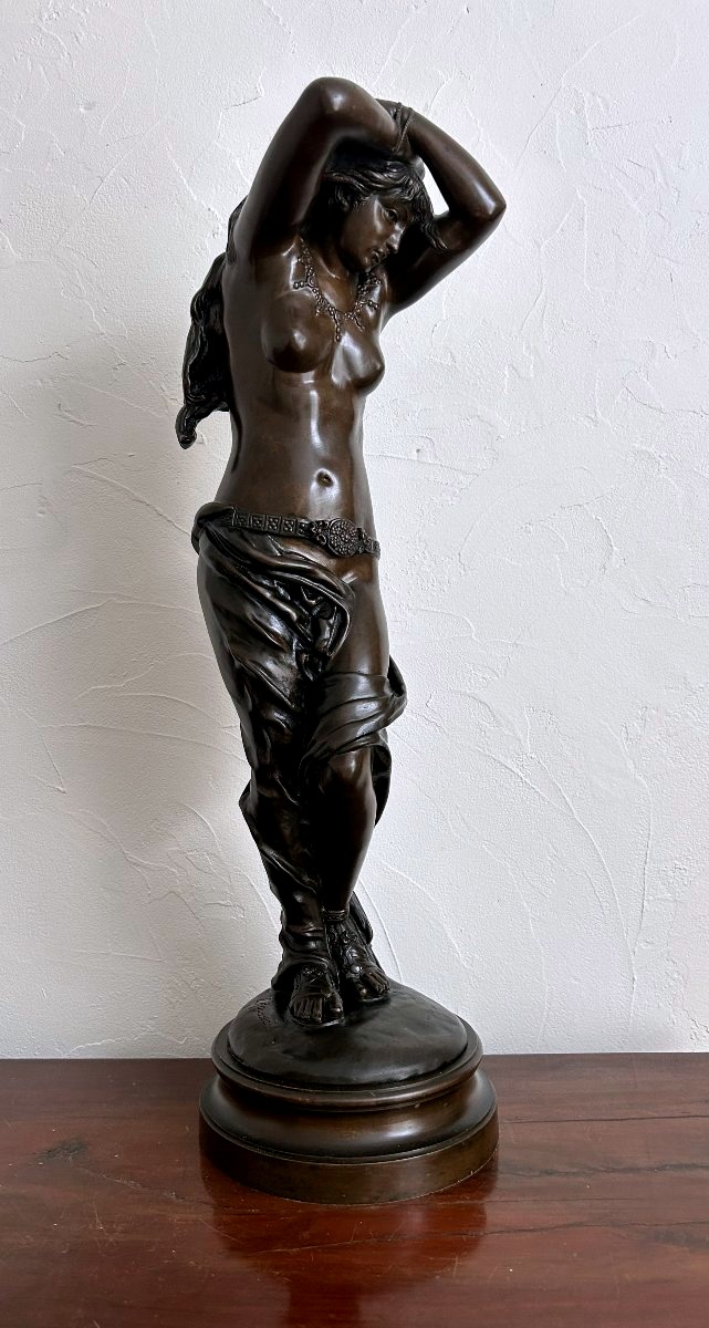 Bronze de Emile Rousseau " jeune femme orientaliste "-photo-2