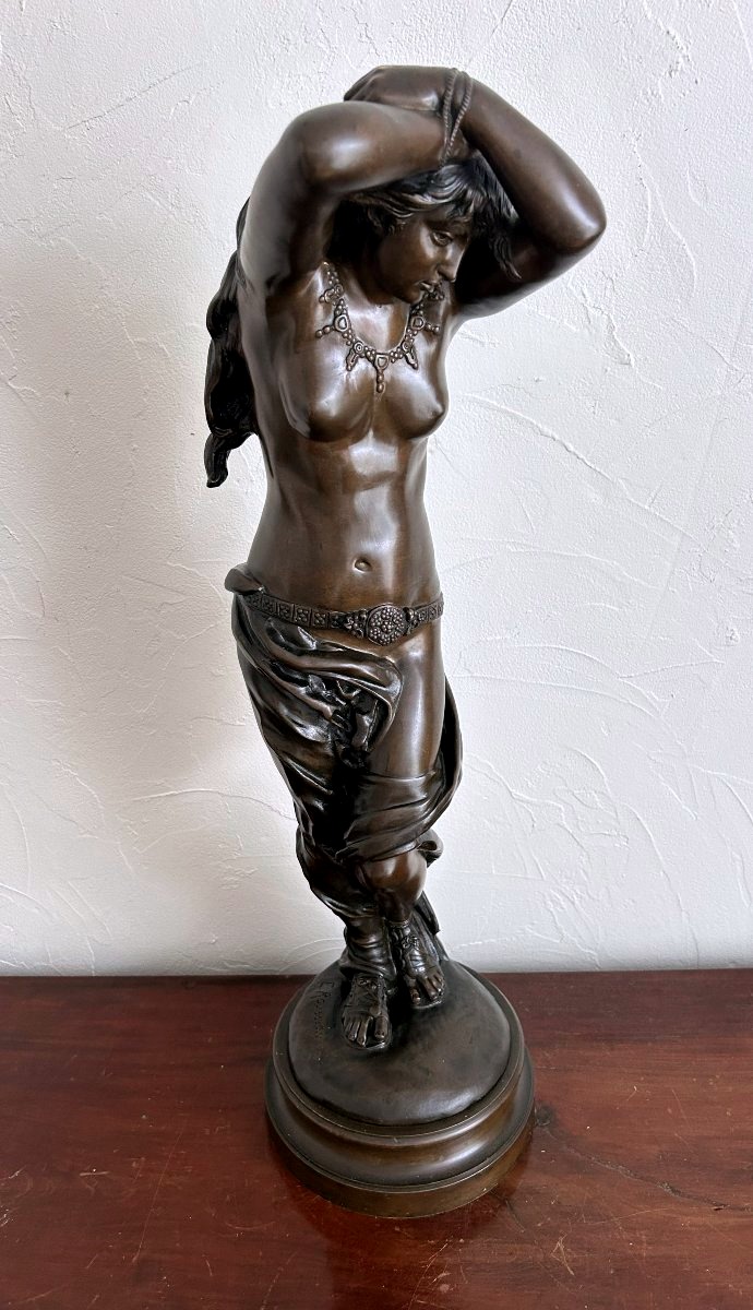 Bronze de Emile Rousseau " jeune femme orientaliste "-photo-1