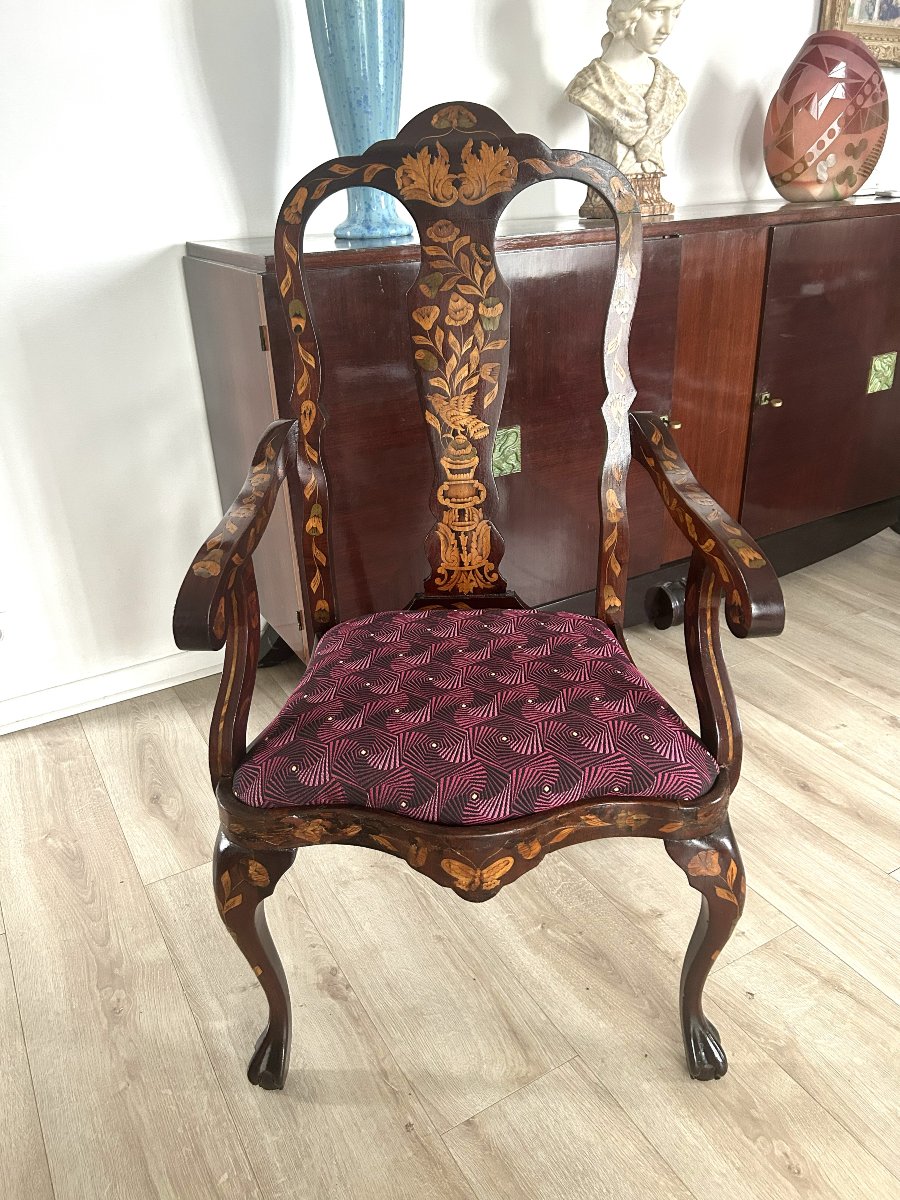 19th-century Dutch Inlaid Ceremonial Armchair-photo-2