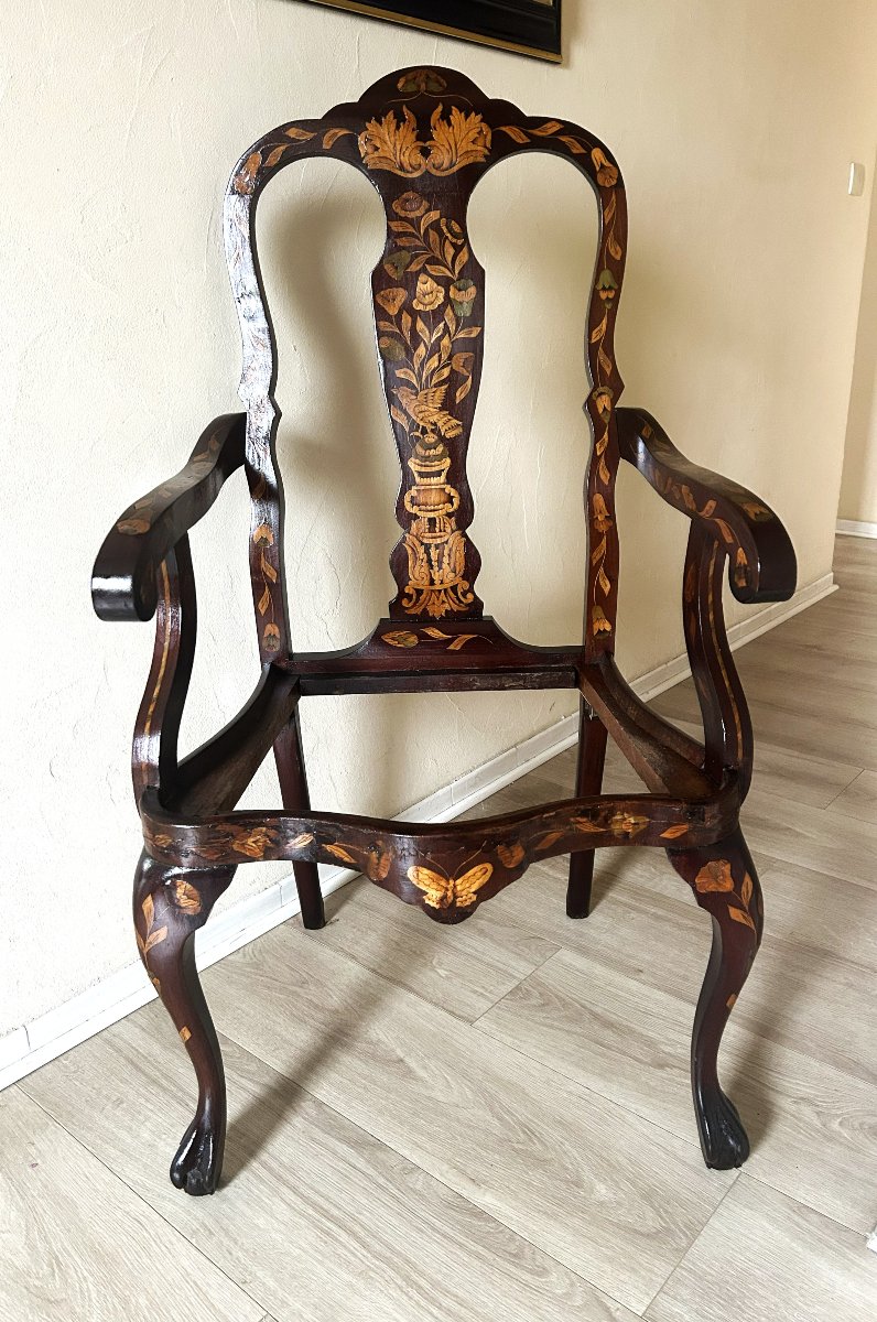 19th-century Dutch Inlaid Ceremonial Armchair-photo-3