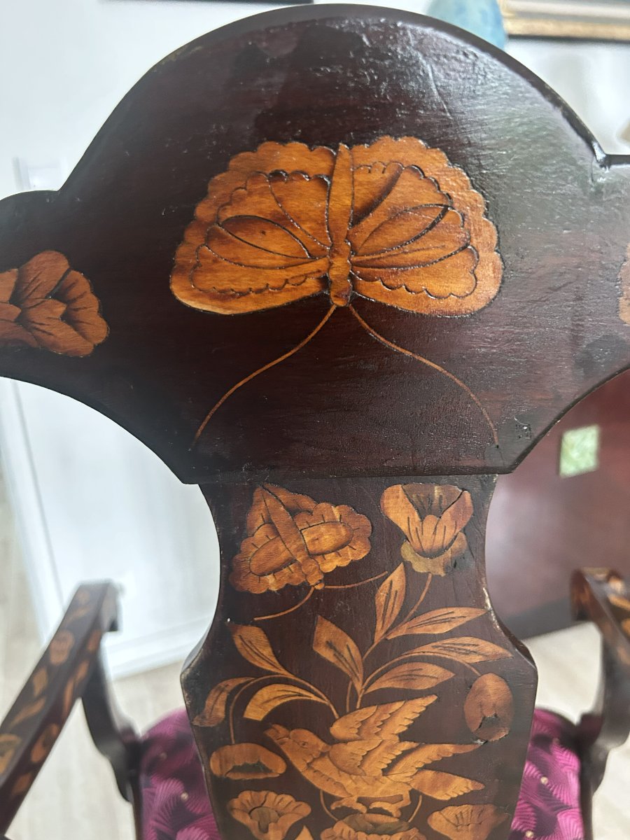 19th-century Dutch Inlaid Ceremonial Armchair-photo-1