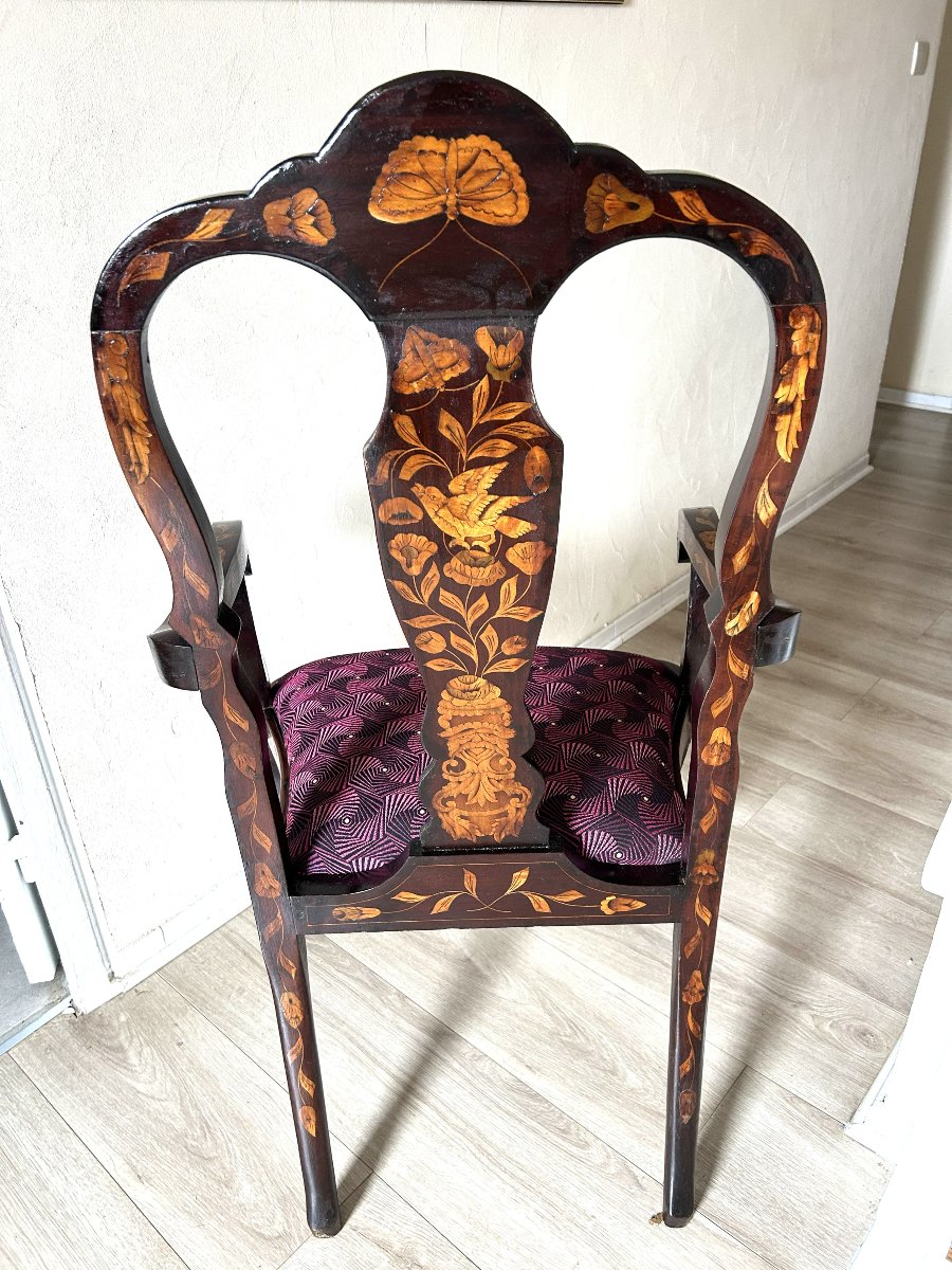 19th-century Dutch Inlaid Ceremonial Armchair-photo-3