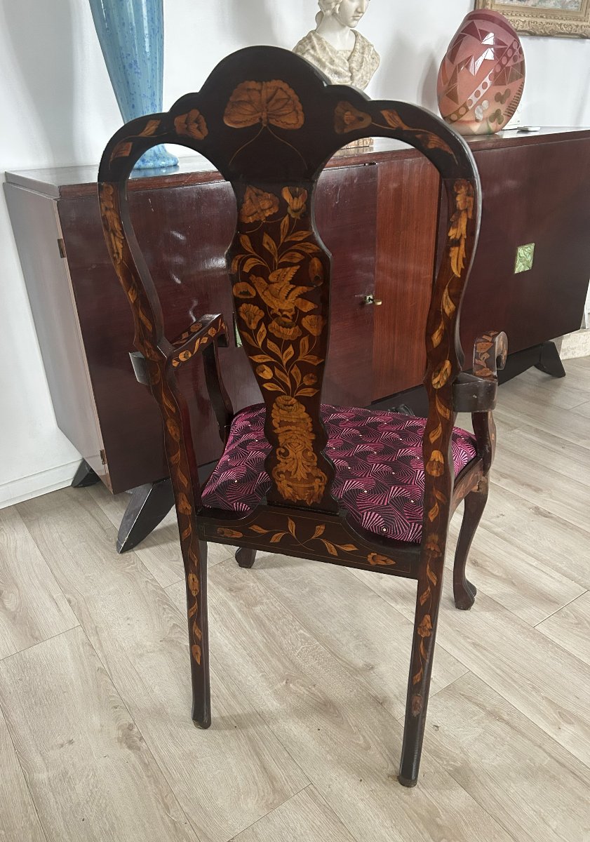 19th-century Dutch Inlaid Ceremonial Armchair-photo-5