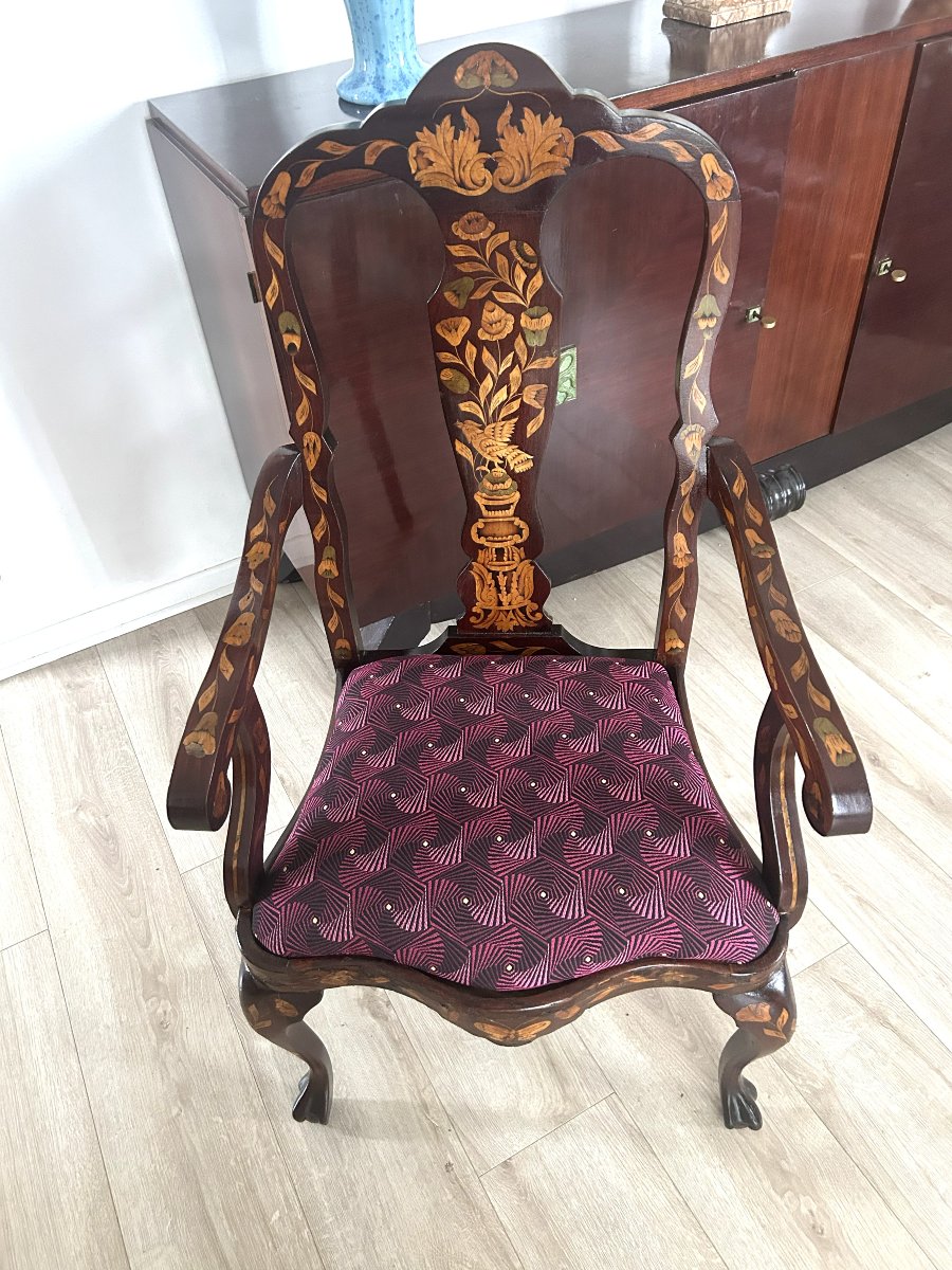 19th-century Dutch Inlaid Ceremonial Armchair-photo-7