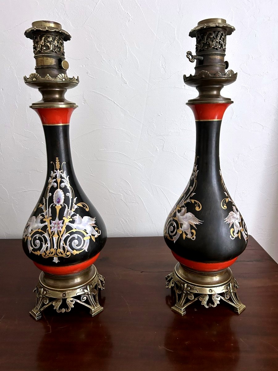 Grande paire de lampes à huile  Napoléon III-photo-4