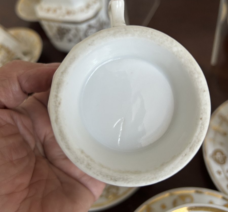 10-piece Coffee Or Tea Set In White And Gold Porcelain From The Empire Period-photo-5