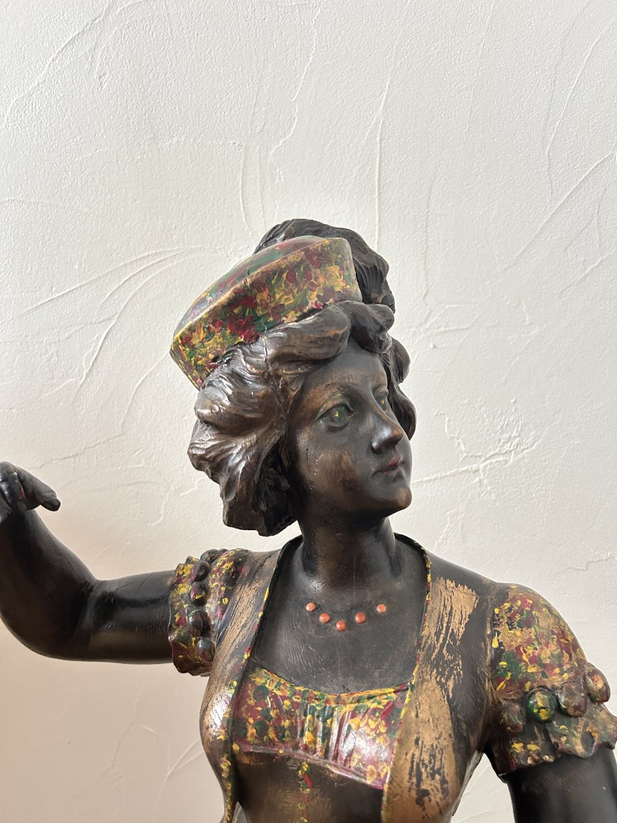 A Pair Of Italian Dancers Carved From Wood And Painted In Multiple Colors-photo-2