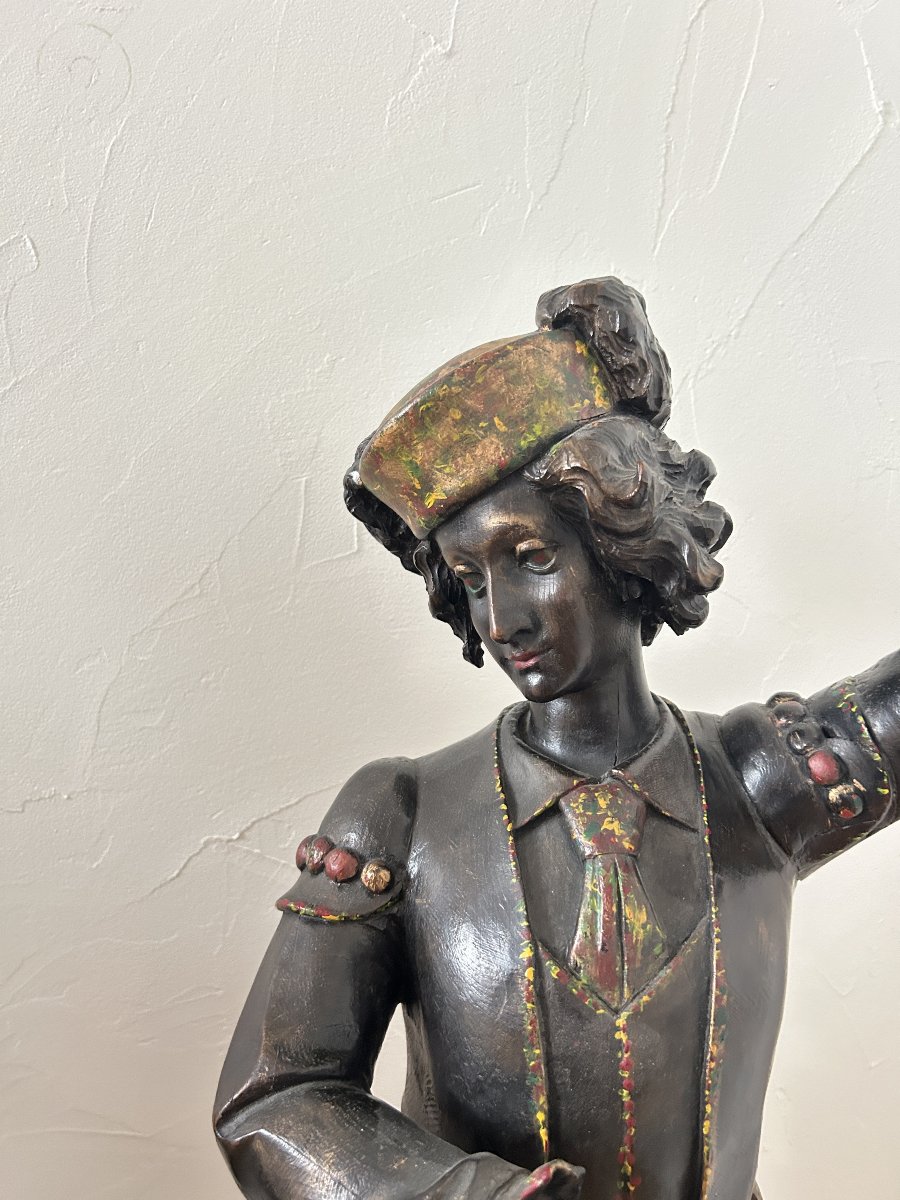 A Pair Of Italian Dancers Carved From Wood And Painted In Multiple Colors-photo-3