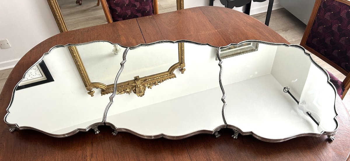 A Large Table Centerpiece Made Of Silver-plated Bronze With A Mirrored Base-photo-4