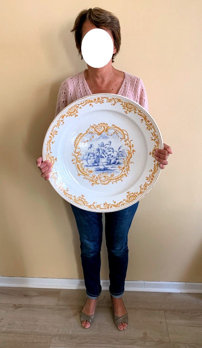 Large Earthenware Dish "bacchus And His Nymphs"-photo-2