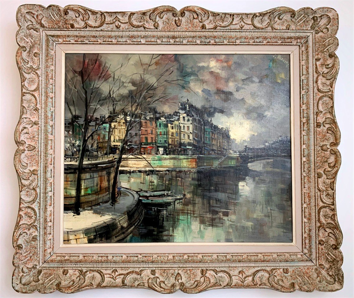 J. Warner huile sur toile " la Seine Paris "  