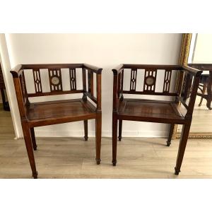 Pair Of Armchairs In Rosewood And Moonstones