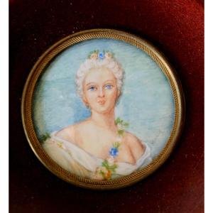 Miniature On Ivory "duchess Of Chartres"