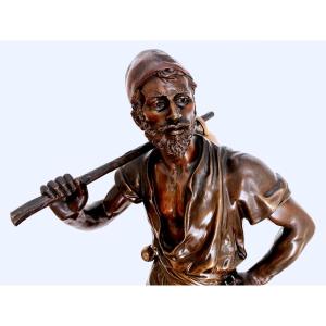 Bronze Sculpture Signed Debut "the Arab Water Carrier"