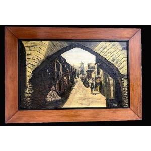 Large Orientalist Painting, Lively Scene 