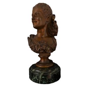 Buste en bronze jeune femme  " le lilas " de Antonio Giovanni Lanzirotti