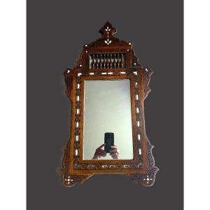 Orientalist Mirror Carved And Inlaid With Mother-of-pearl