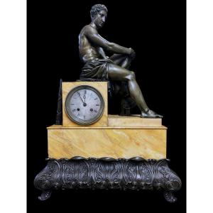 Monumental "apollo" Clock, Bronze And Marble, From The Restoration Period