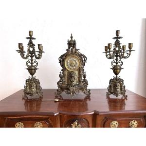 19th-century Bronze Fireplace Trim