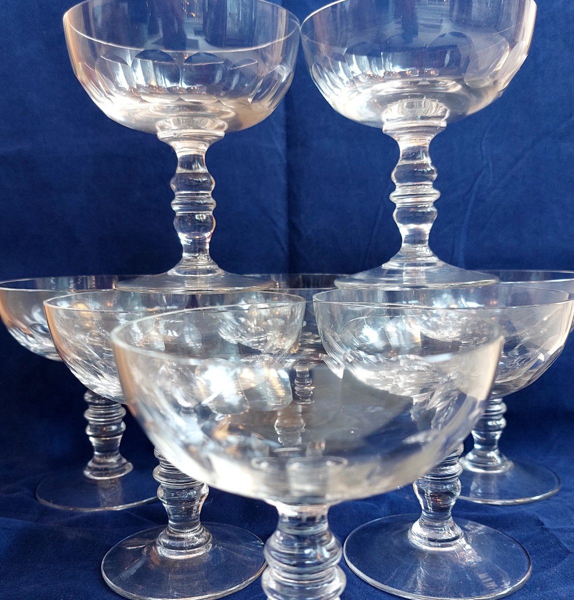 8 Coupes à Champagne  Verre taillé