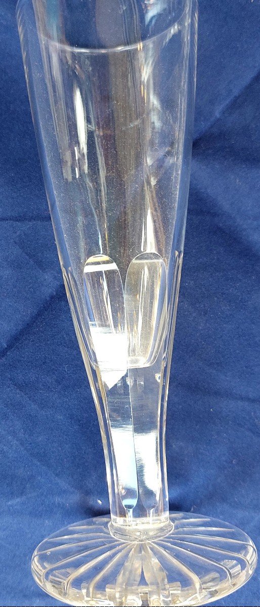 4 Verres A Vin De Champagne Cristal épais Taillé XIXeme-photo-2