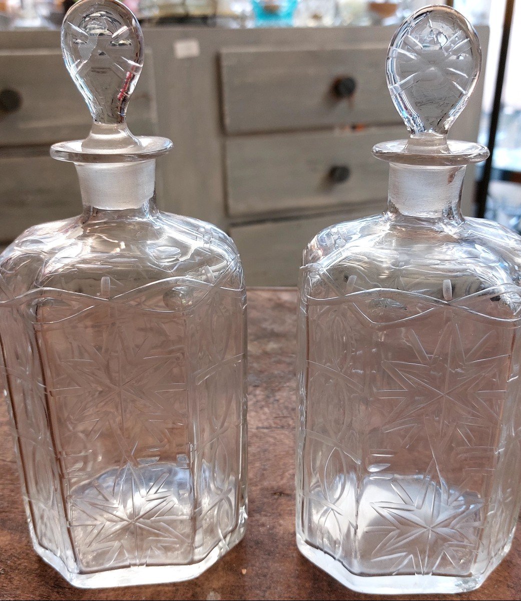 Pair Of Eighteenth Octagonal Flasks, And Carved