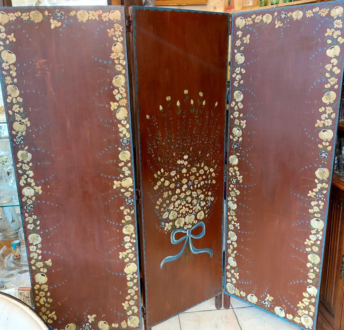 20th Century Painted Wood Screen