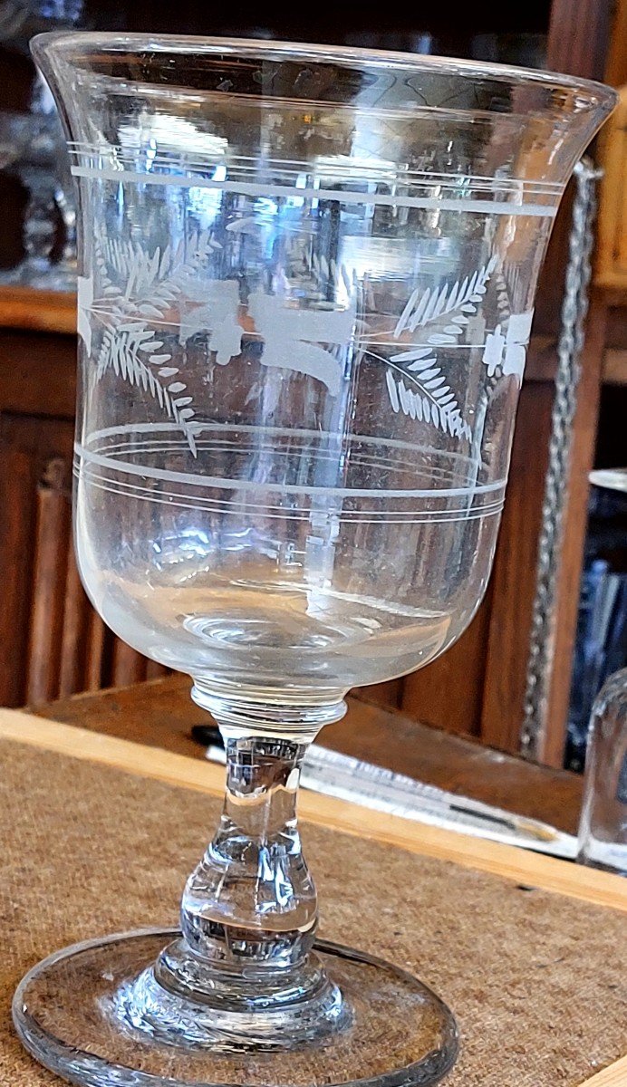 Pair Engraved Crystal Cup XIX Eme-photo-2
