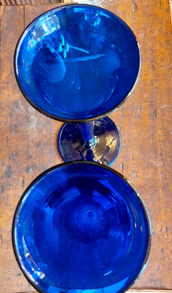 Paire De Grand Vase Cornet Bleu Cobalt  VIII/xixeme-photo-2