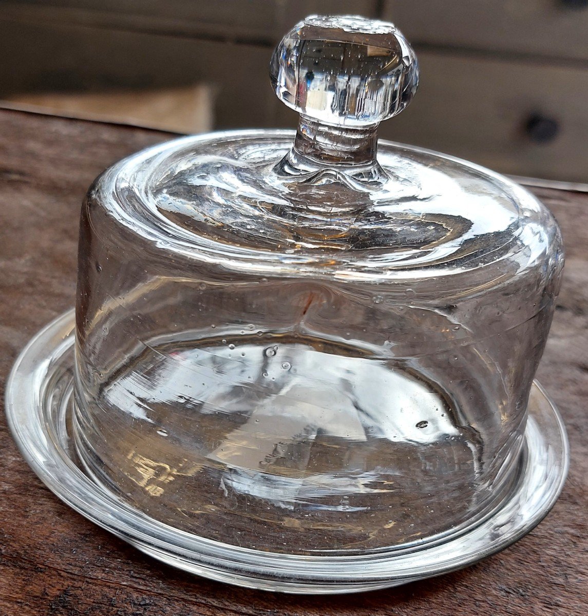 Petite Cloche Verre Et Son Plateau XIXéme