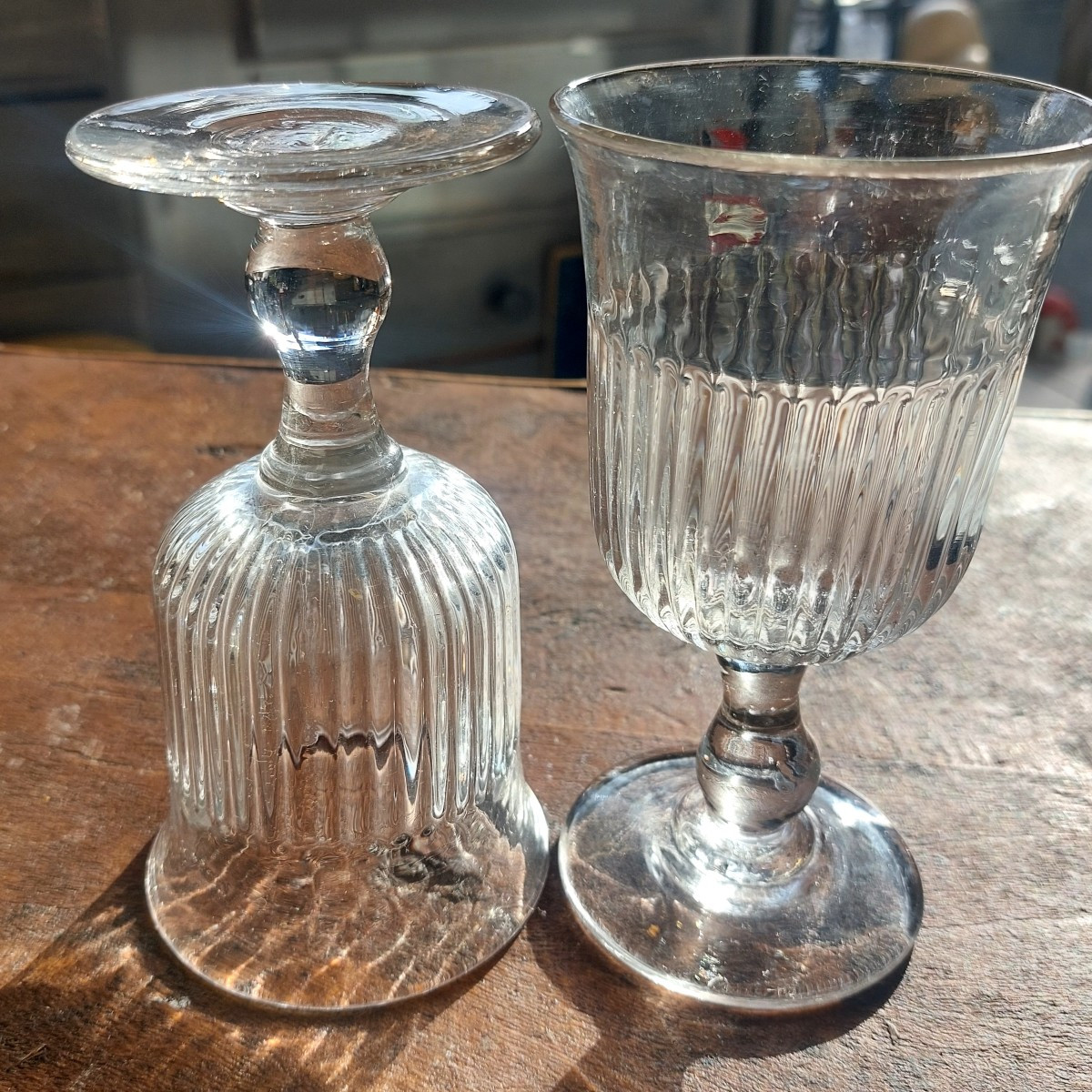 Série 9 verres à eau Soufflé/pressé  XIXeme-photo-3