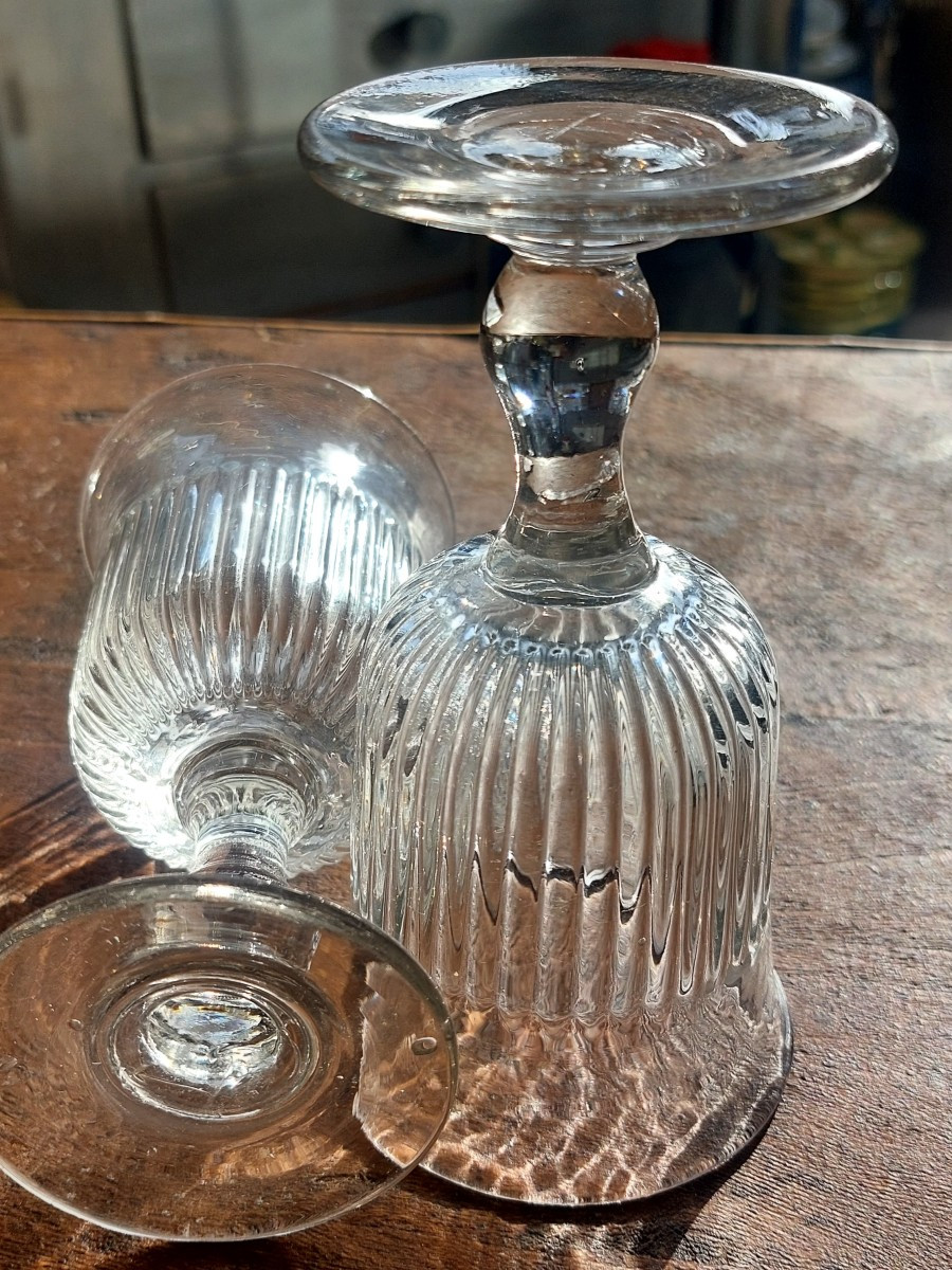 Série 9 verres à eau Soufflé/pressé  XIXeme-photo-4