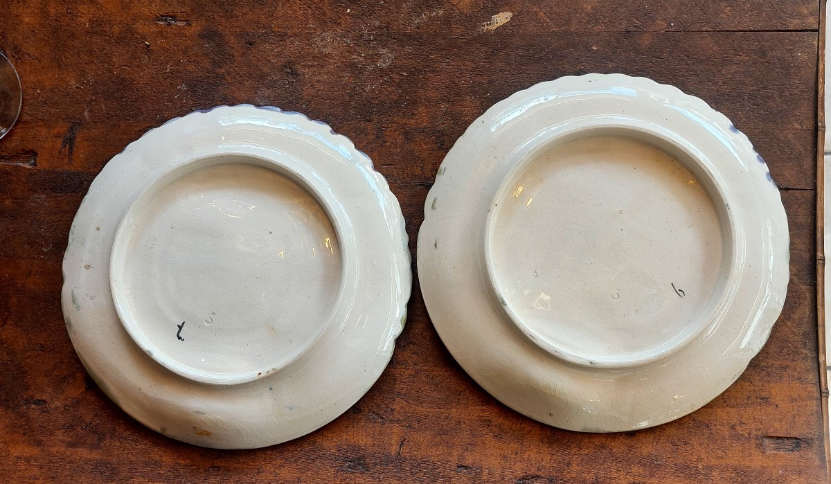 2 assiettes asperge/artichaud   barbotine XIXéme-photo-2