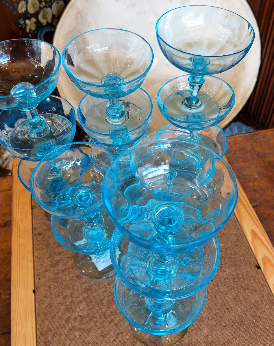 12 Coupes champagnes bleues XIXéme-photo-2